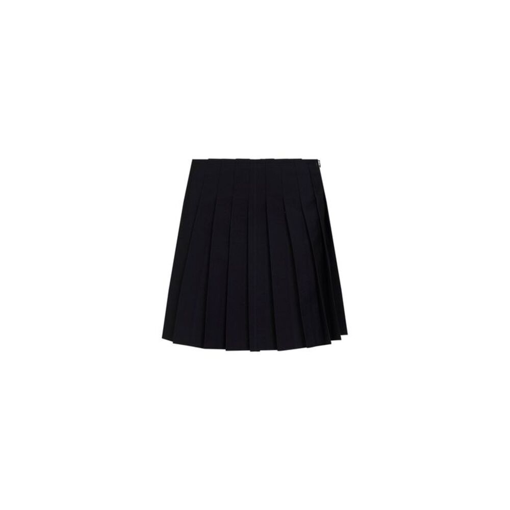 Mm6 Women Black Wool Blend Pleated Mini Skirt